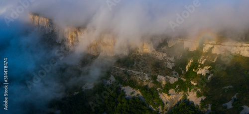 Aerial View, Cliffs, Geological Landscape, Villasante de Montija, Merindad de Montija, Las Merindades, Burgos, Castilla y Leon, Spain, Europe