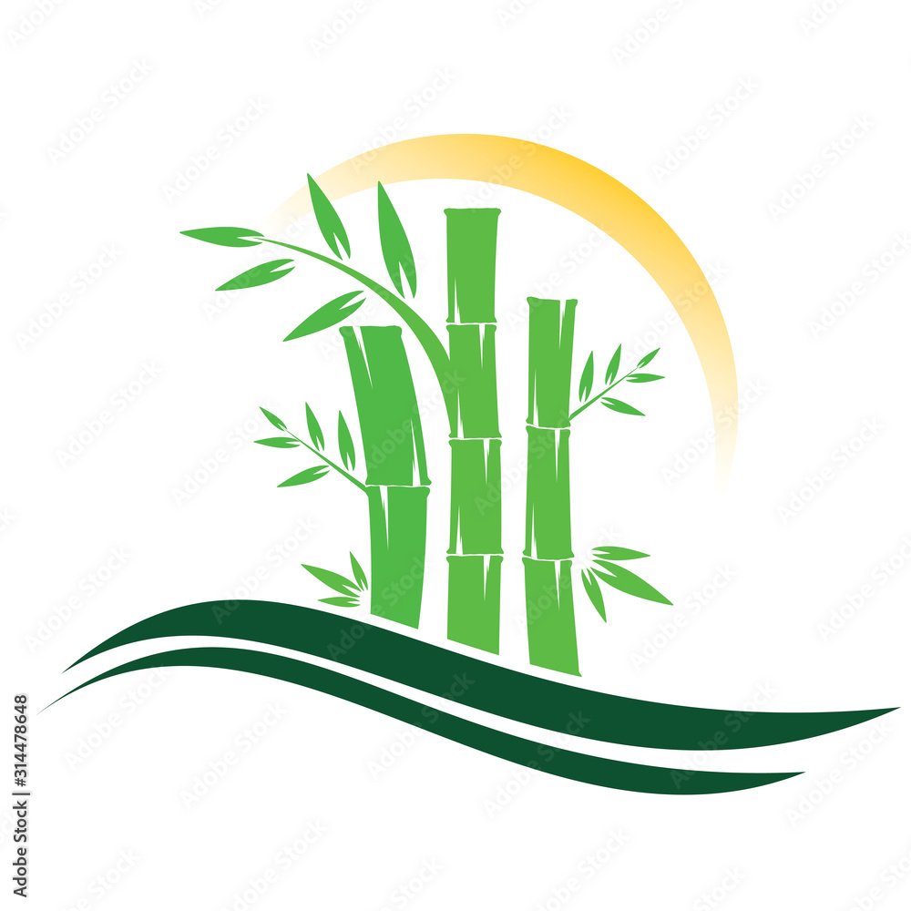 Fototapeta premium Template design logo bamboo Vector illustration of icon