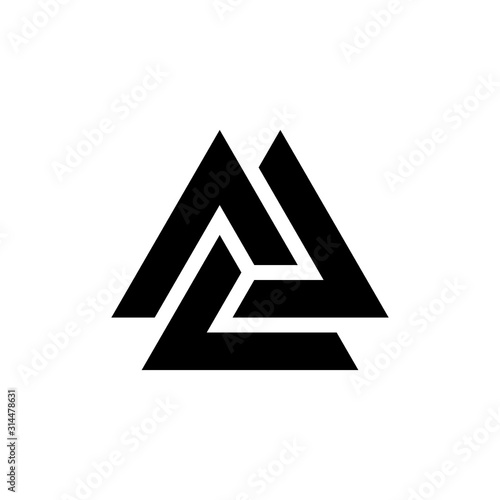 Viking Valknut glyph icon. Clipart image isolated on white background