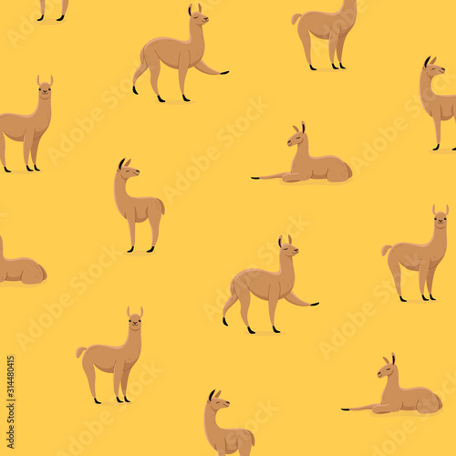 Simple trendy pattern with cartoon lama. Cute vector illustration for prints  clothing  packaging and postcards.