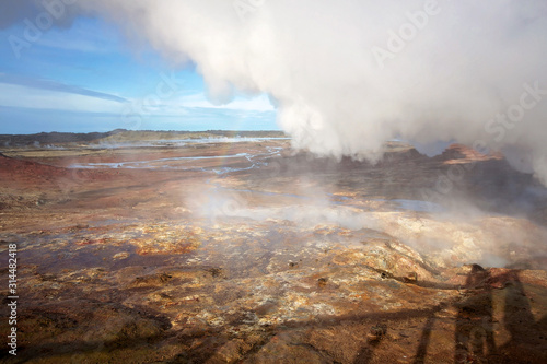 Geothermal power plant Gunnuhver in south west Iceland