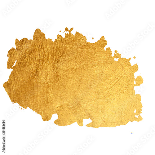 Gold Watercolor texture isolated on a white background. Abstract shape in golden color. Perfect for decor, design, textile