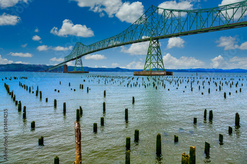 Green steel bridge in Astoria Oregon photo