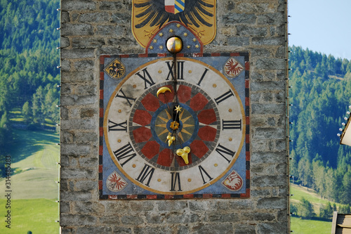 Vipiteno, ITALY - August, 14, 2019: Torre delle Dodici (Zwölferturm) the symbol of Vipiteno.