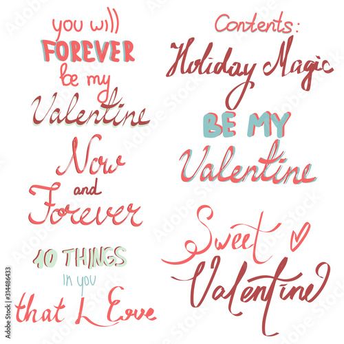 Cute Valentins set, hand drawn doodle elements clipart, gifts,mug, holiday mugs, leter. Perfect for web, greeting card, poster, tag, sticker kit.Vector.