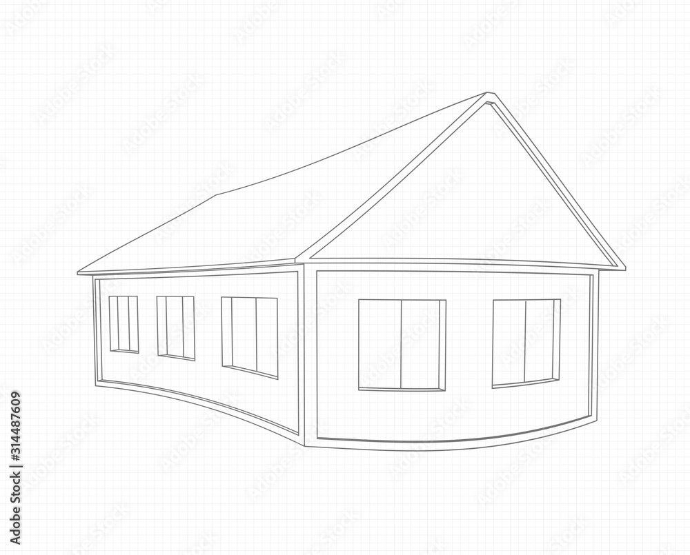 Curved house on a light background