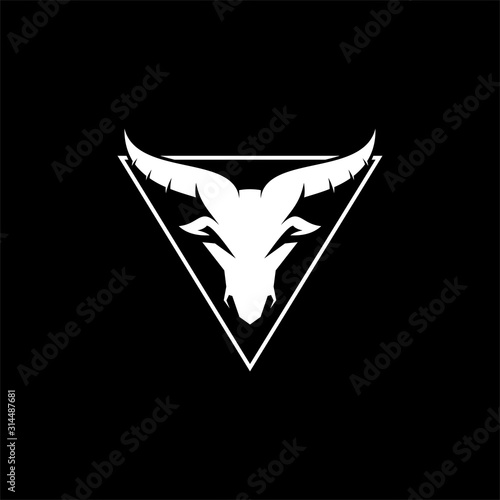 goat's head logo detail horn in a simple vector triangle