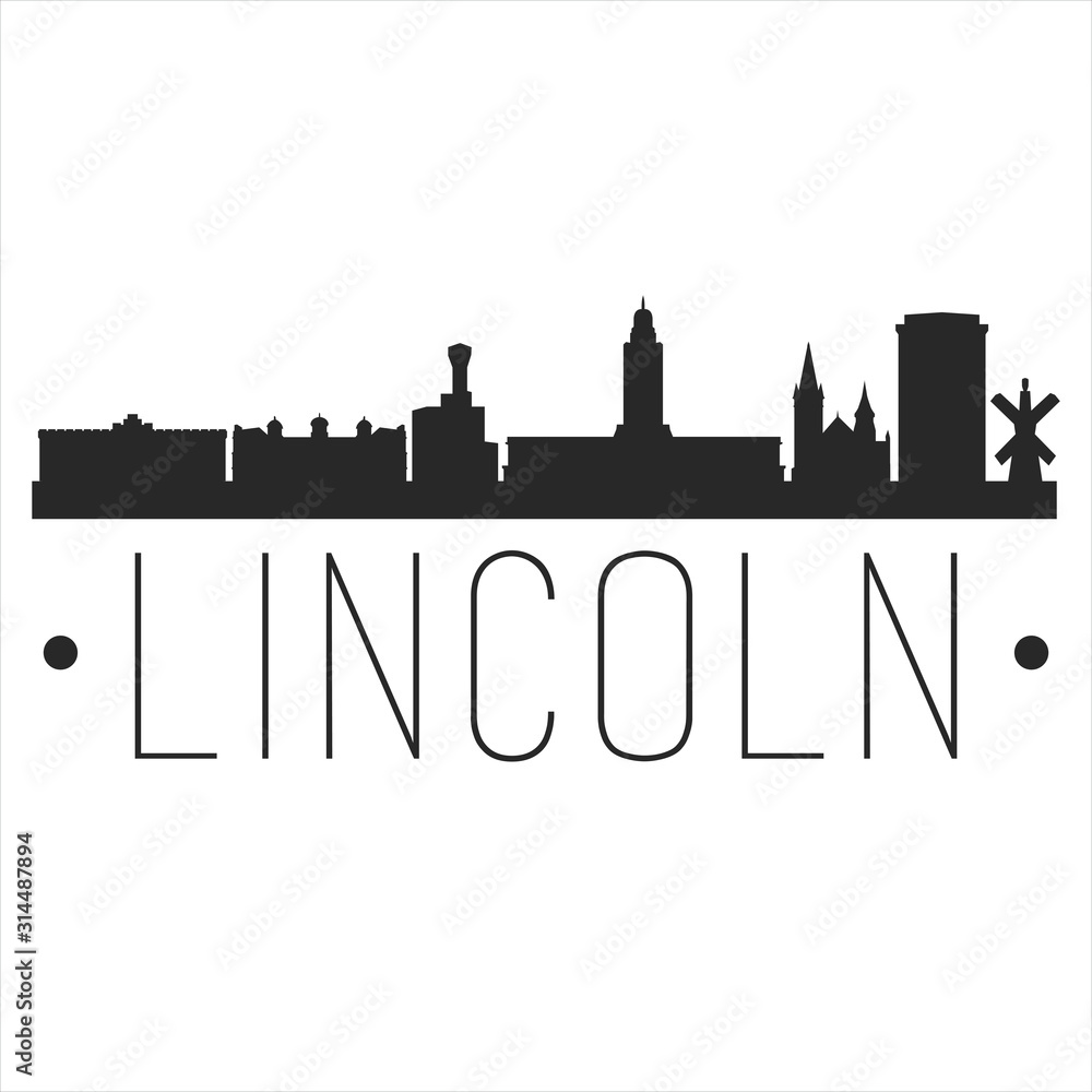 Lincoln Nebraska. City Skyline. Silhouette City. Design Vector. Famous Monuments.