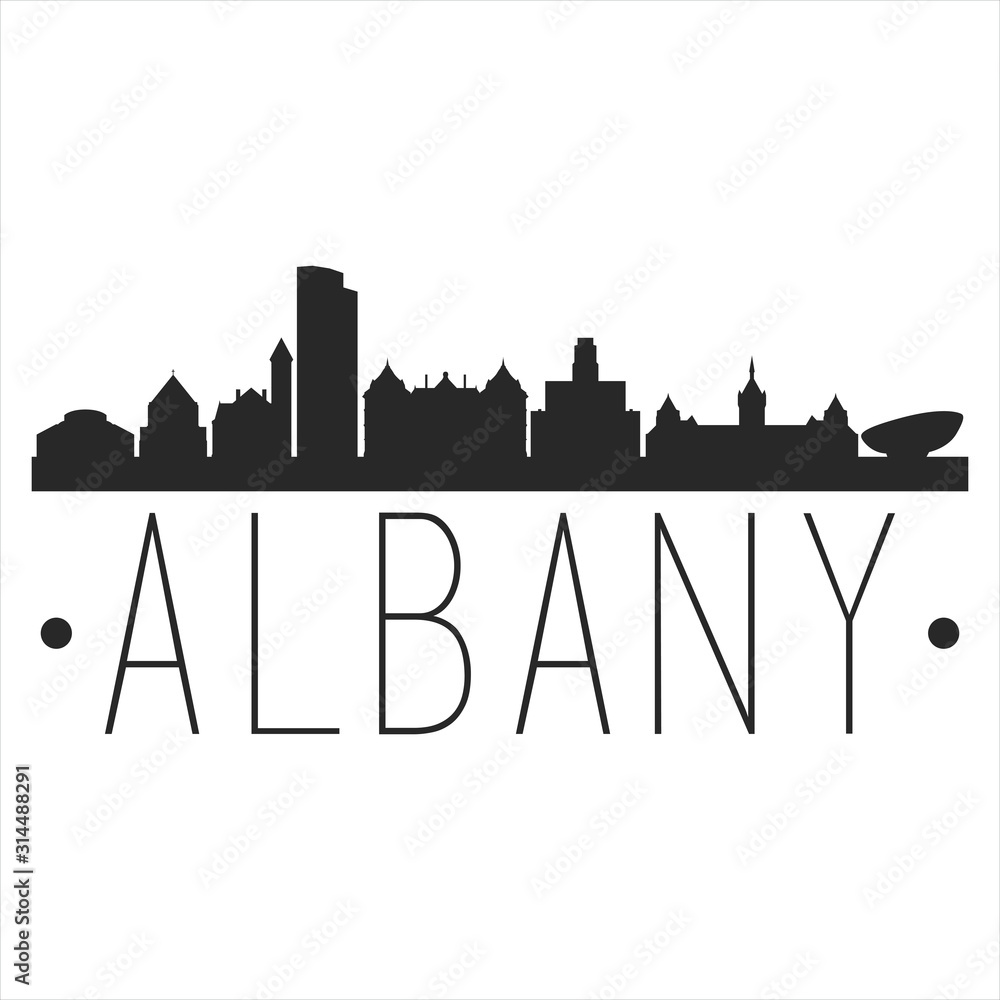 Albany New York. City Skyline. Silhouette City. Design Vector. Famous Monuments.