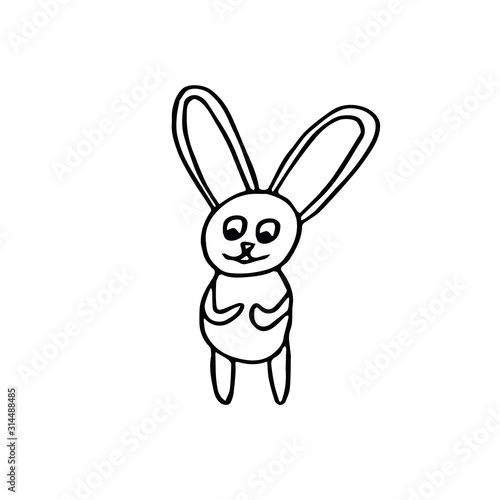 rabbit hand drawn doodle in simple scandinavian style.