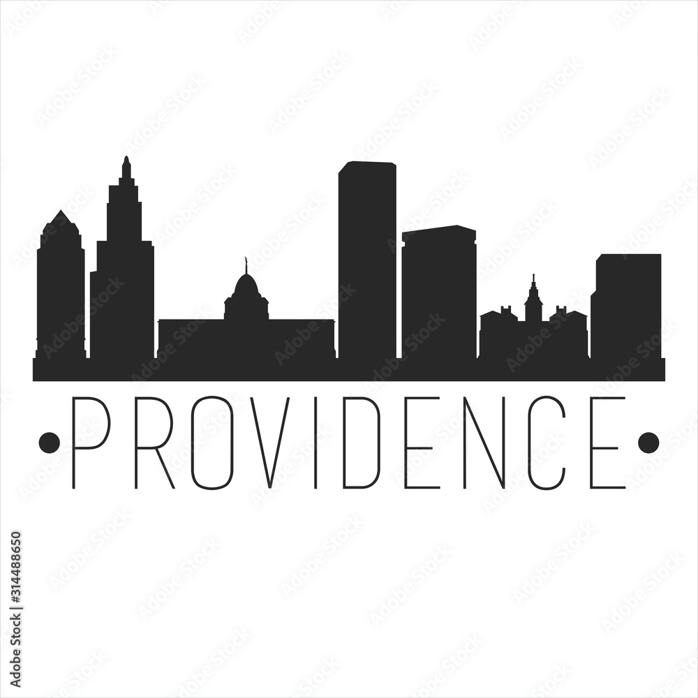 Providence Rhode Island. City Skyline. Silhouette City. Design Vector. Famous Monuments.