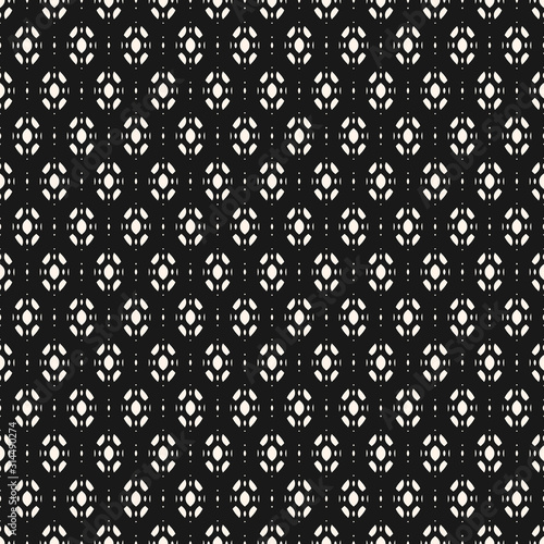 Subtle abstract geometric background. Vector seamless ornament pattern. Monochrome texture with small ovate geometrical shapes. Dark decorative design element for prints, package, covers, digital, web