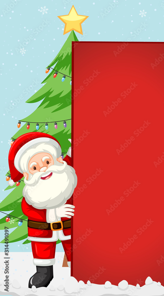 Background template with Santa and christmas tree Background template with Santa and christmas tree
