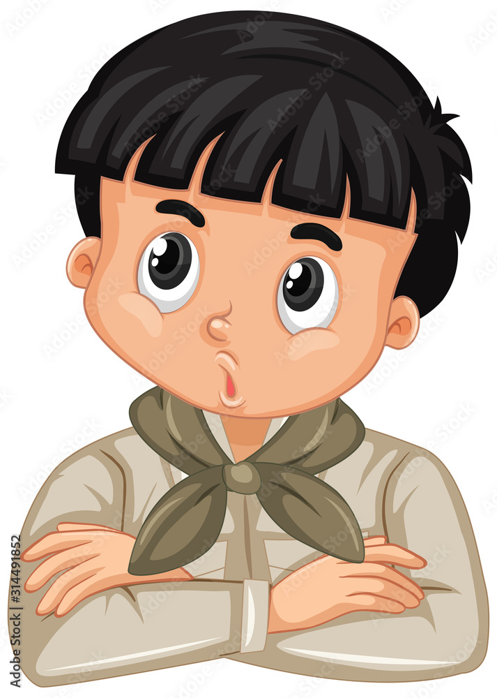 Boy in safari outfit on white background