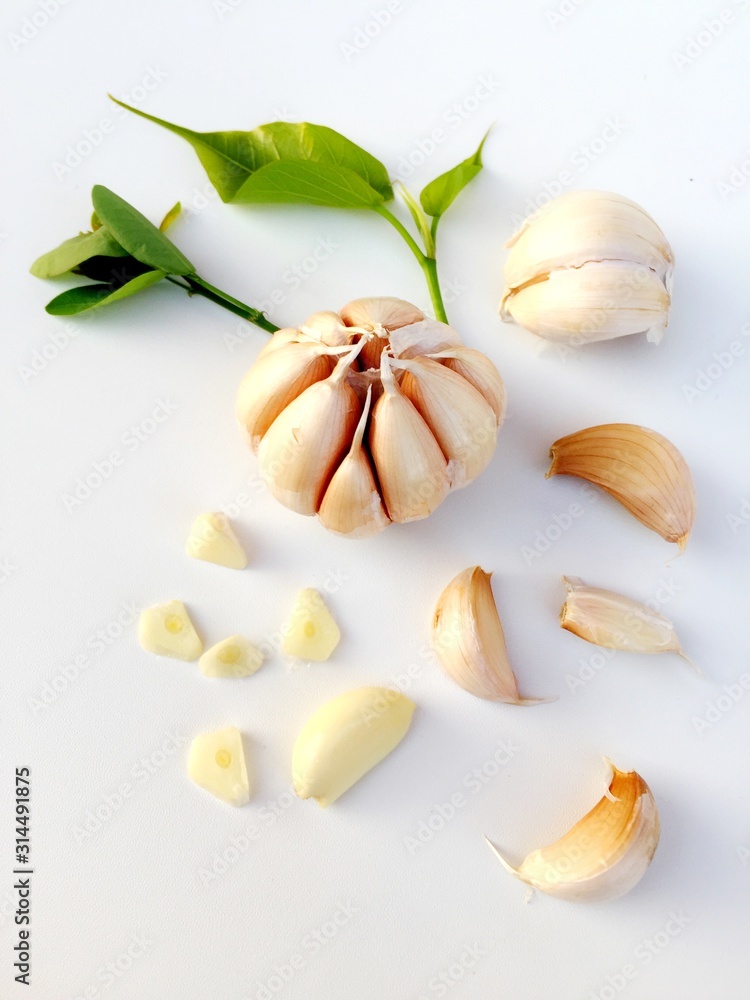 garlic isolated on white background garlic isolated on white background
