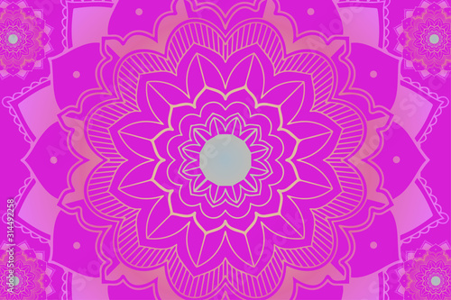 Mandala pattern on pink background