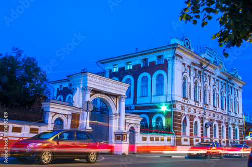 Yaroslavl. Historic buildings; 18th-19th century; House Donovich-Lopatin and house Poletaeva on the Big Oktyabrskaya street, Yaroslavl. night scene photo