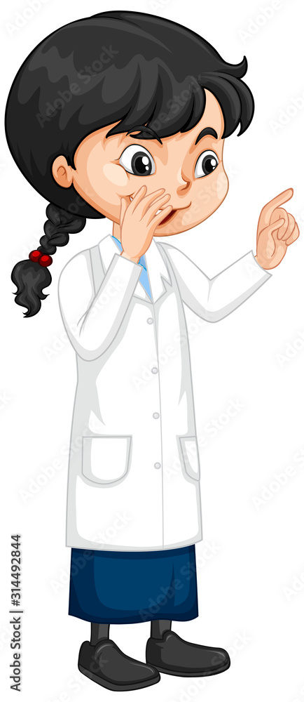 Girl in science gown on white background Girl in science gown on white background