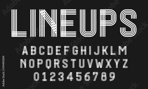 Set of alphabets font letters and numbers modern abstract design with lines vector illustration