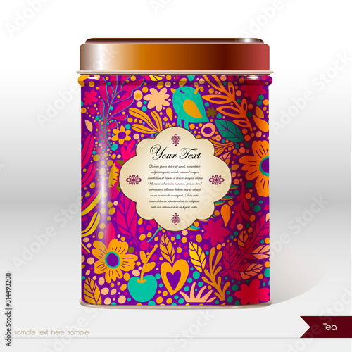 Vector box with flowers, leaves , plants . Vector