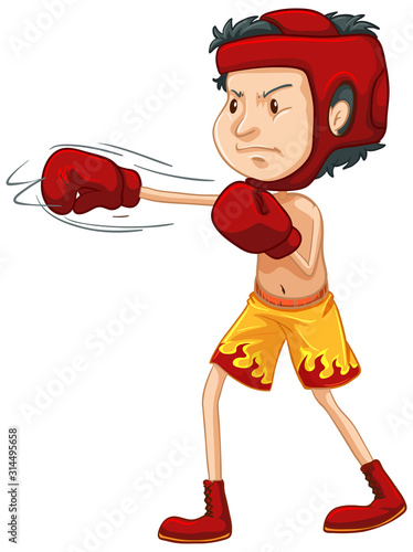 Athlete doing boxing on white background