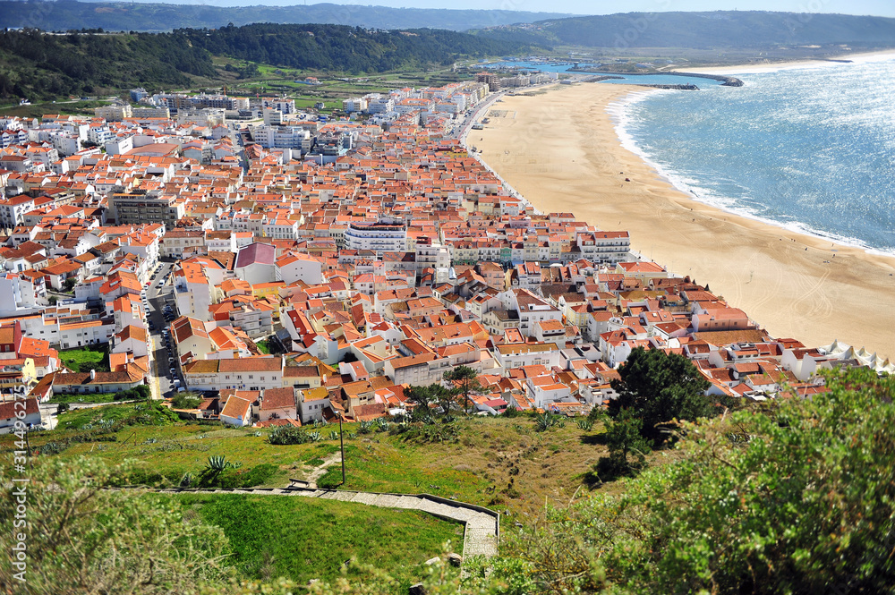 Scenic view of Nazare old town, famous resort