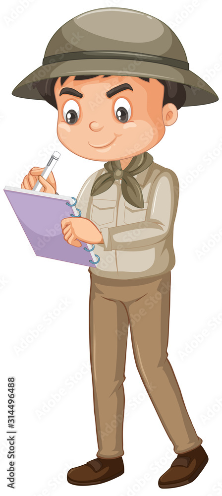 Boy wearing safari outfit on white background Boy wearing safari outfit on white background