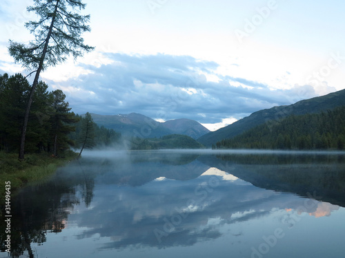 Ulagan lake. Altai mountains. Siberia Russia. Nature morning landscape