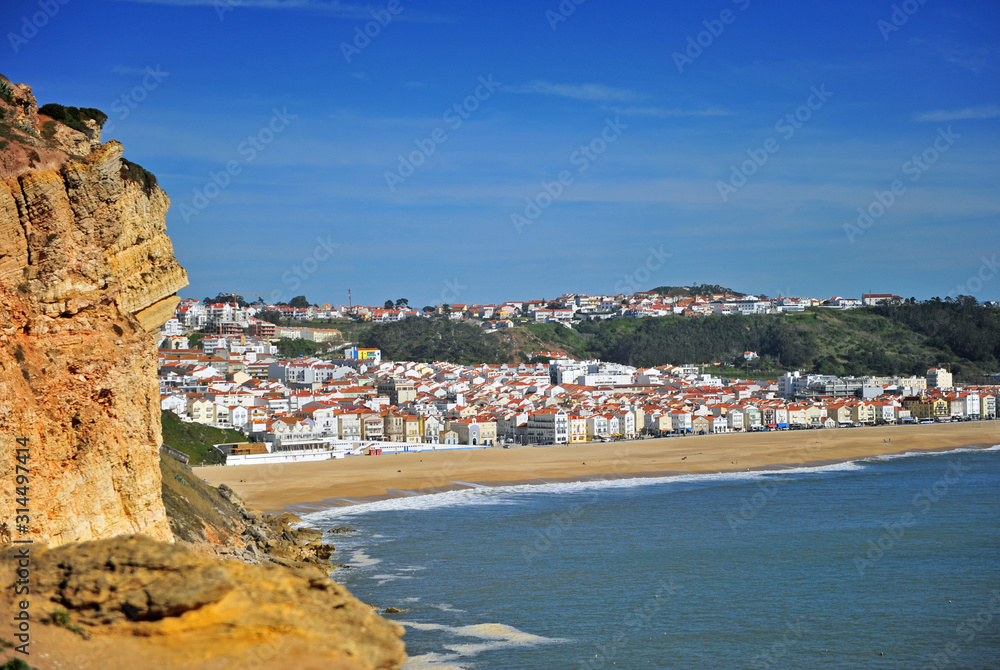 Top view of Nazare old town and sea resort