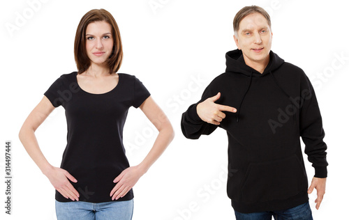 T shirt hoodie set front view isolated blank
