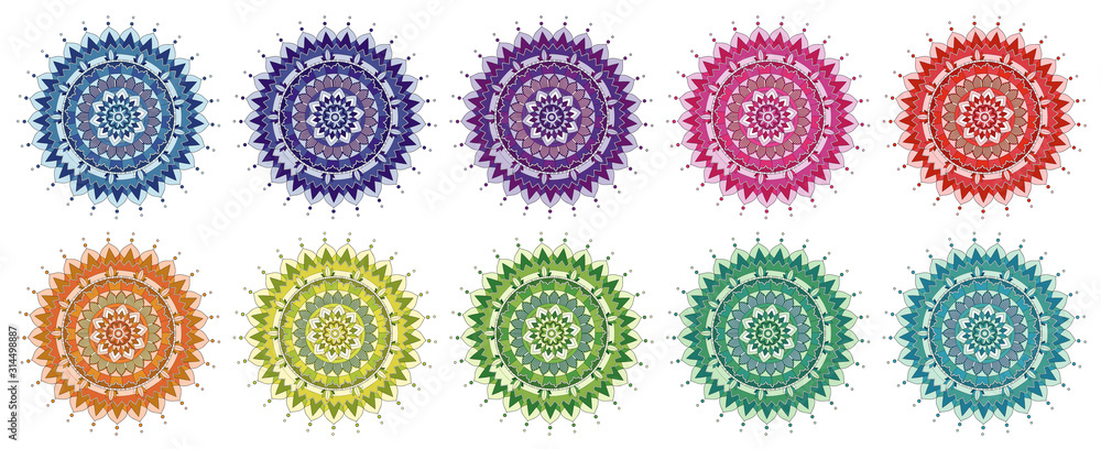 Mandala patterns in many colors Mandala patterns in many colors