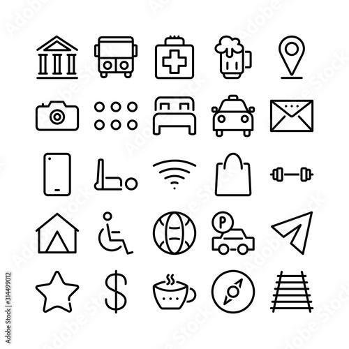 Basic Ui Line Icon Set - vector illustration . 
