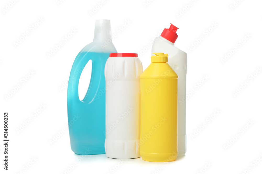Group of bottles with detergent isolated on white background Group of bottles with detergent isolated on white background