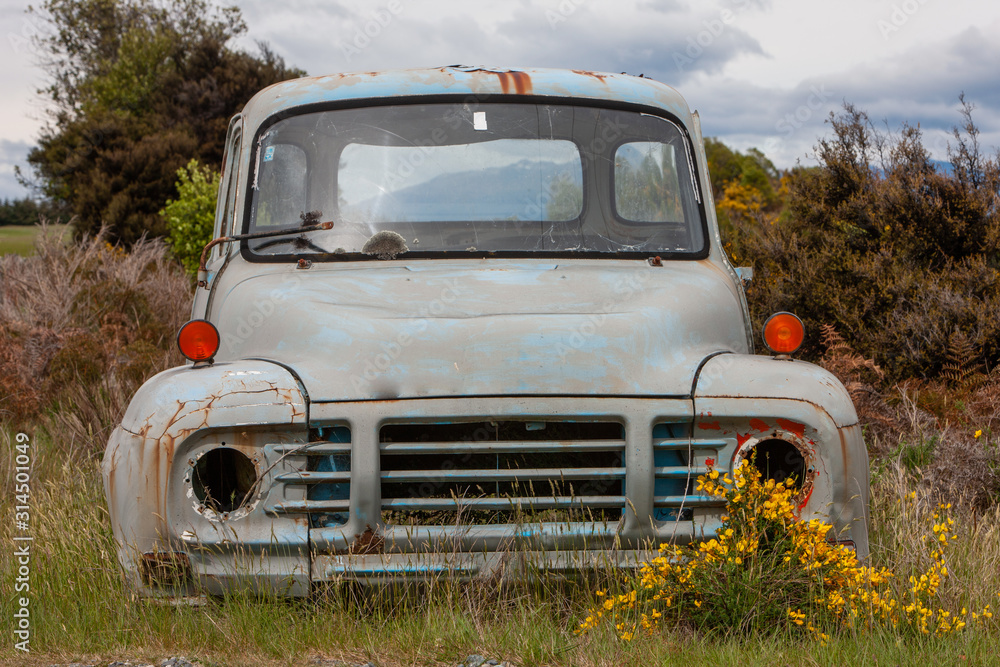 Abandoned oldtimer. Bedford pickup truck. Te Anau New Zealand