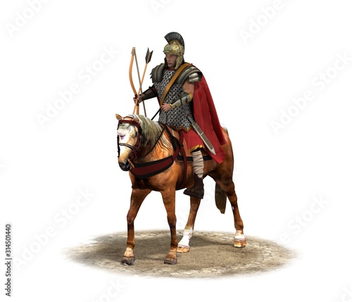  rider, warrior on horseback, 3D rendering, 3D illustration © vadim_fl