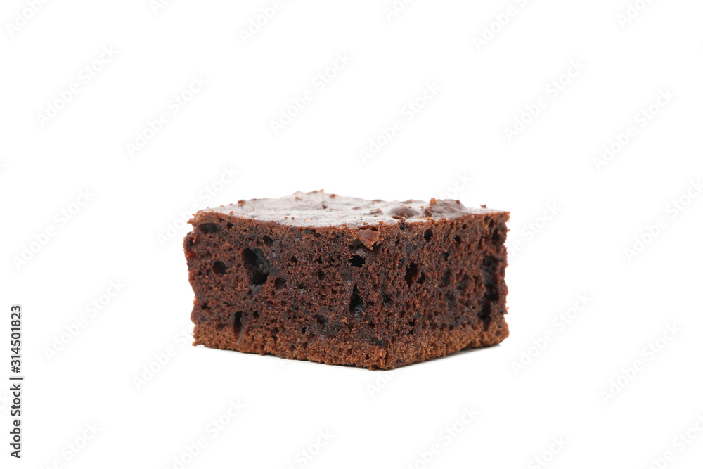 Delicious chocolate cake slice isolated on white background Delicious chocolate cake slice isolated on white background