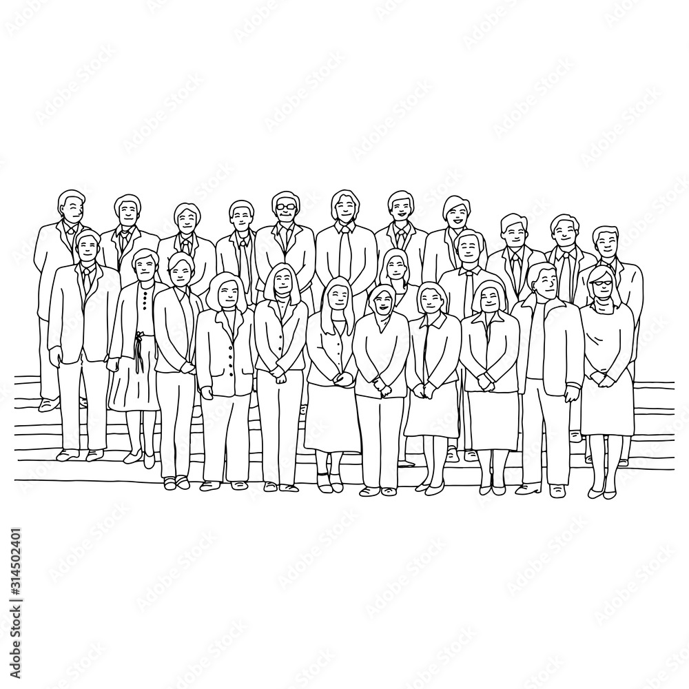 businesspeople standing together vector illustration sketch doodle hand drawn businesspeople standing together vector illustration sketch doodle hand drawn