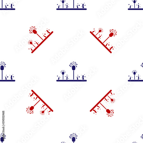 Blue and red Mold icon isolated seamless pattern on white background.  Vector Illustration