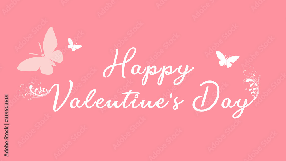 Naklejka premium Valentines Day pink and white layout design with handwritten font text