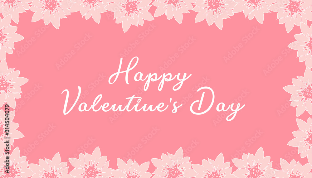 Valentines Day pink and white layout design with handwritten font text