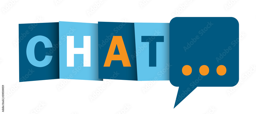 Fototapeta premium CHAT blue and orange vector typography banner