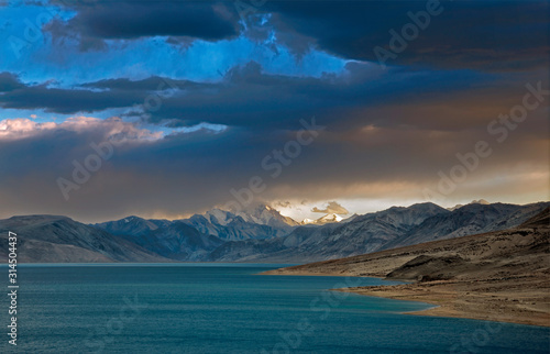Tso Moriri Lake during sunset time, Ladakh, India, Asia