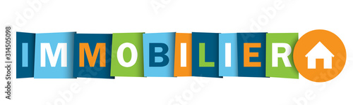 Bouton web typographique multicolore vecteur IMMOBILIER