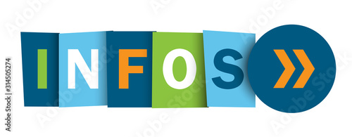 Bouton web typographique multicolore vecteur INFOS