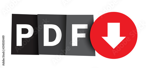 PDF black and red vector typography web button