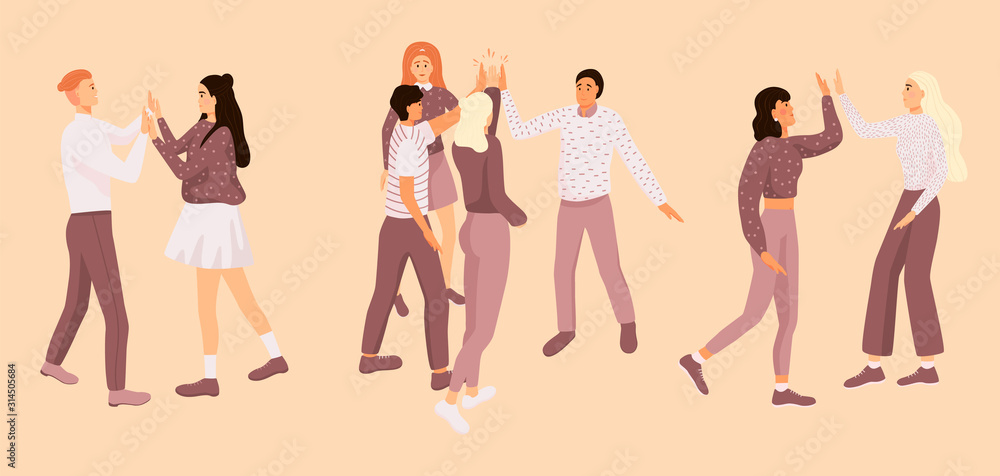 Friends doing high five Friends doing high five