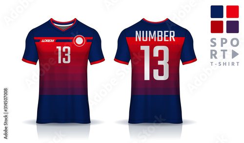 t-shirt sport design template, Soccer jersey mockup for football club. uniform front and back view.