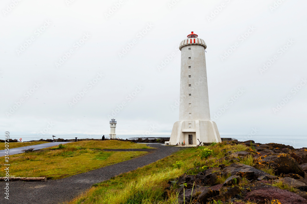 Akranes Lighthouse in Iceland.