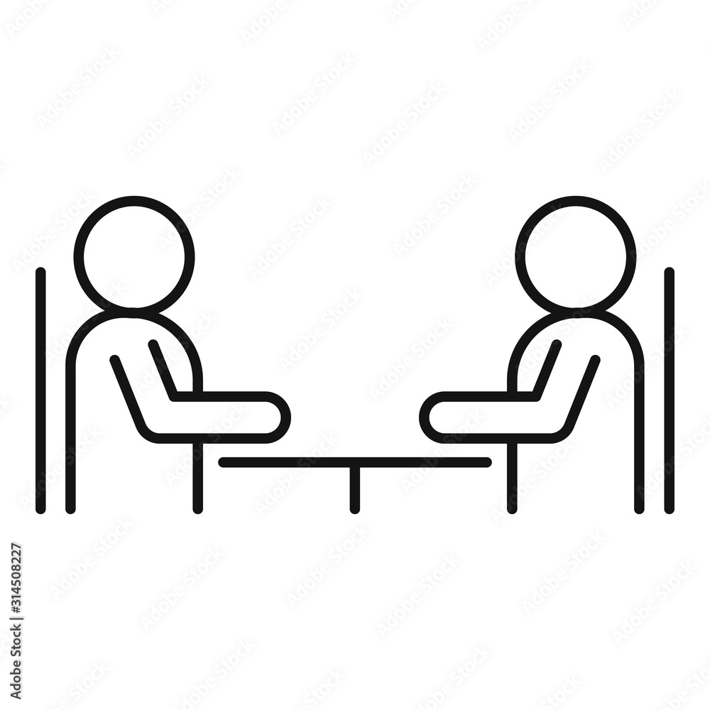 Cooperation discussion icon. Outline cooperation discussion vector icon for web design isolated on white background Cooperation discussion icon. Outline cooperation discussion vector icon for web design isolated on white background