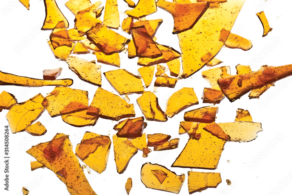 Maple brittle from edible science project, made by pouring hot syrup